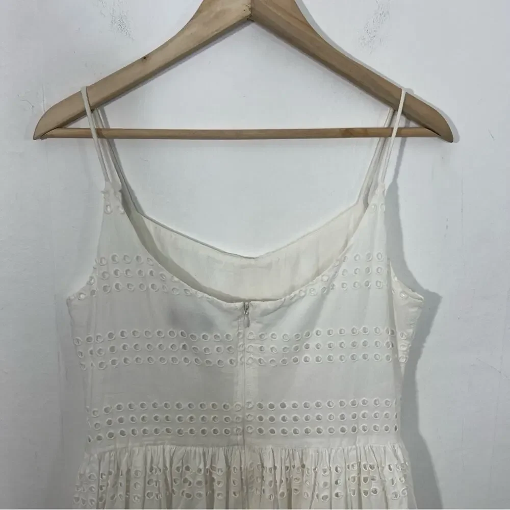 J. Crew White Eyelet Spaghetti Strap Classic Dress Size 6 NWT